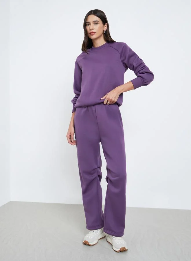 Styli Styli Purple Regular Fit Sweatshirt and Joggers Co-ords
