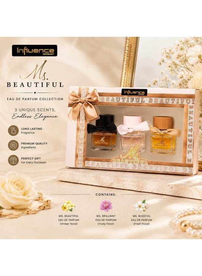 Influence Germany Ms Beautiful Eau De Parfum Gift Set for Women 3 x 30ml - Image 2