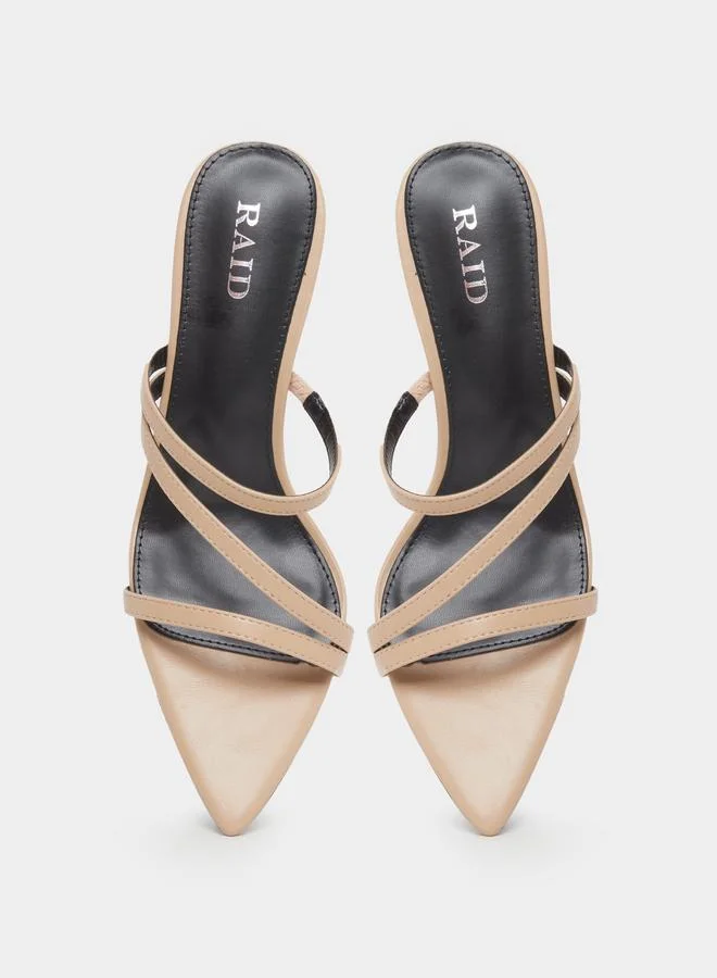 RAID Raid Beige Strappy High Heel Sandals