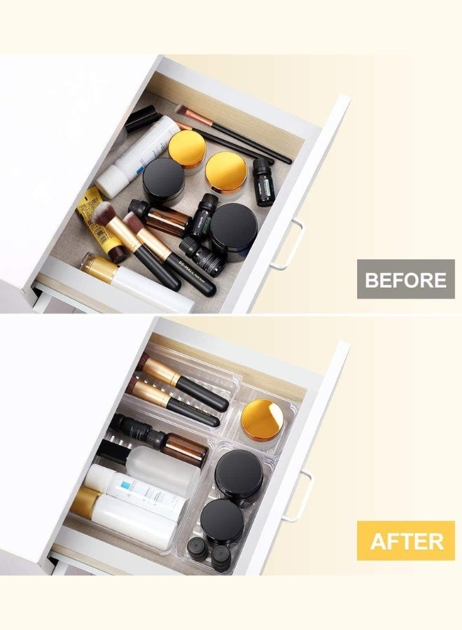 GTSOL 16-Piece Clear Plastic Drawer Organizer Tray Set – Multi-Size Interlocking Storage Bins for Kitchen, Bathroom, Office & Makeup - Image 3