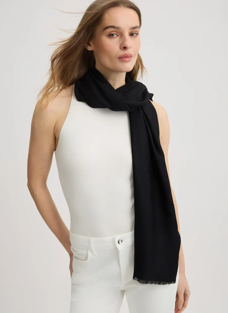 Liu Jo Black Jacquard Monogram Stole