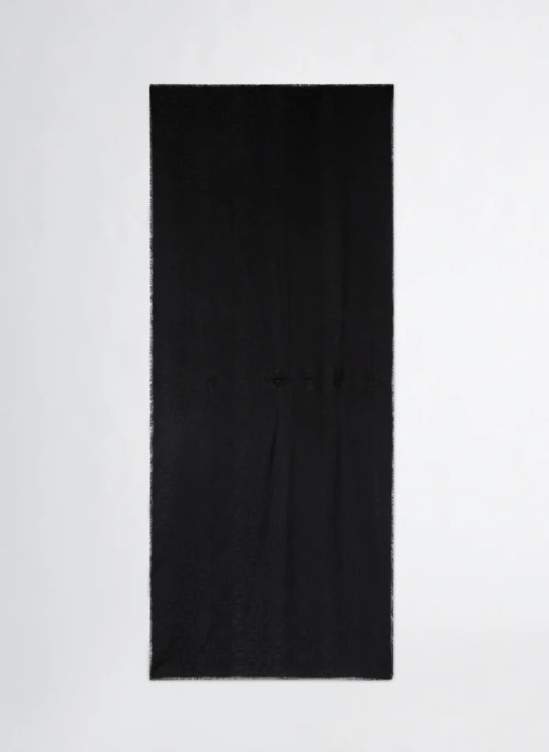 Liu Jo Black Jacquard Monogram Stole