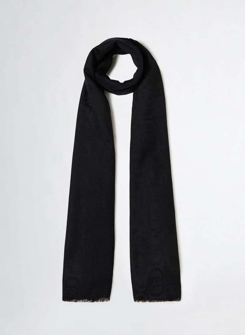 Liu Jo Black Jacquard Monogram Stole