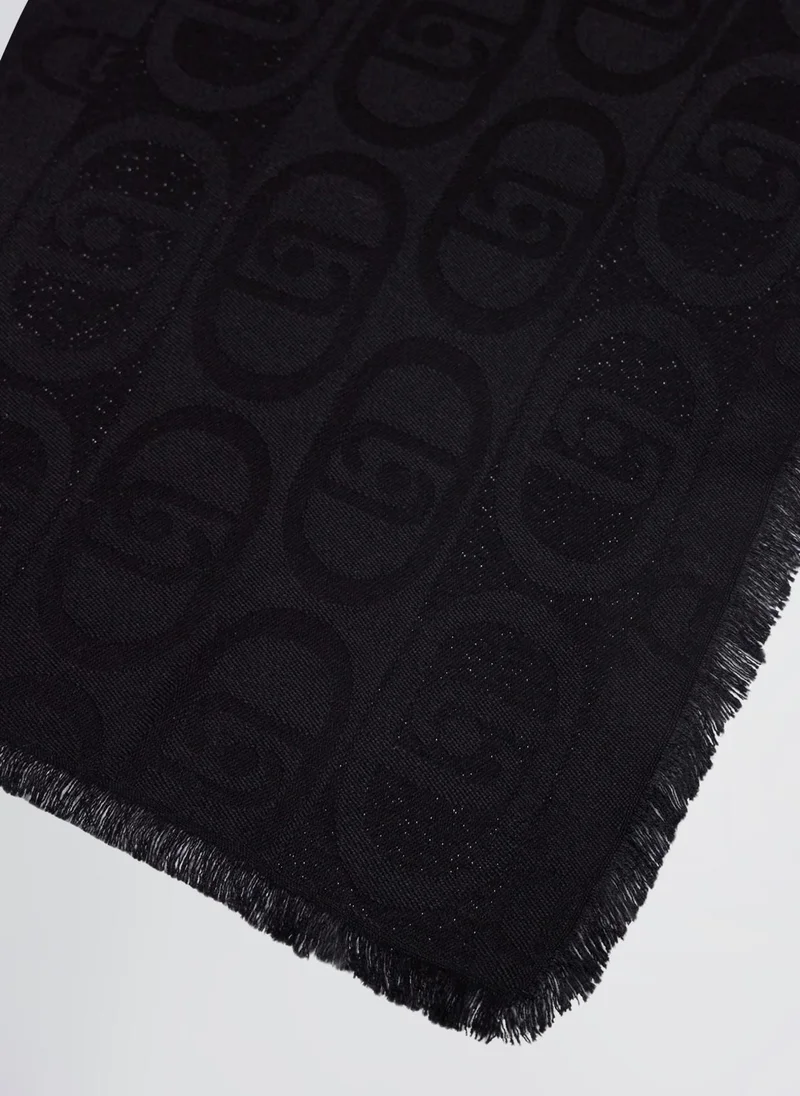 Liu Jo Black Jacquard Monogram Stole