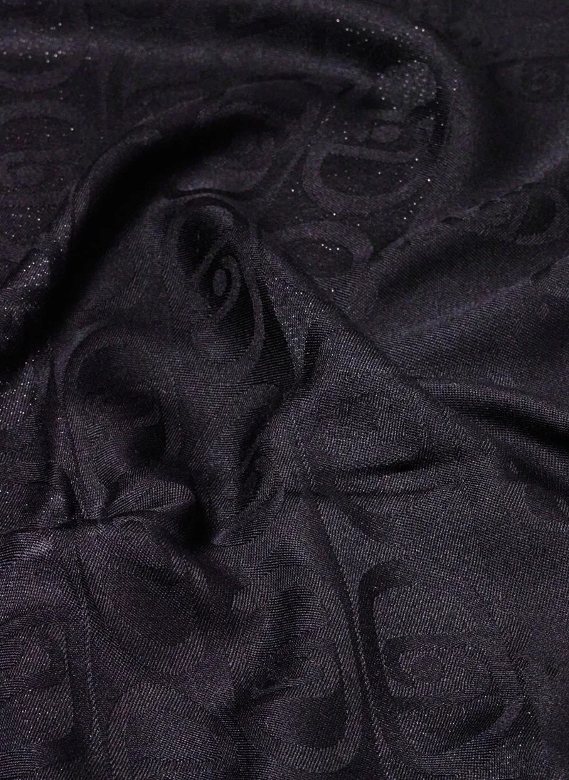 Liu Jo Black Jacquard Monogram Stole