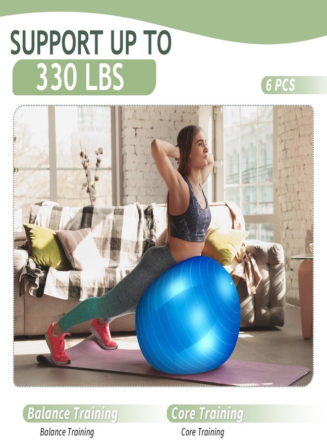 Hungdao 6 Pack Exercise Ball Bulk Inflatable Pregnancy & Workout Ball 22 Inch Heavy Duty Pilates Ball for Yoga Stretching Therapy Balance Physical Fitness(Blue) - Image 4