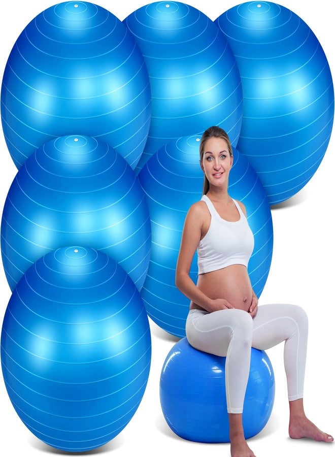 Hungdao 6 Pack Exercise Ball Bulk Inflatable Pregnancy & Workout Ball 22 Inch Heavy Duty Pilates Ball for Yoga Stretching Therapy Balance Physical Fitness(Blue) - Image 1