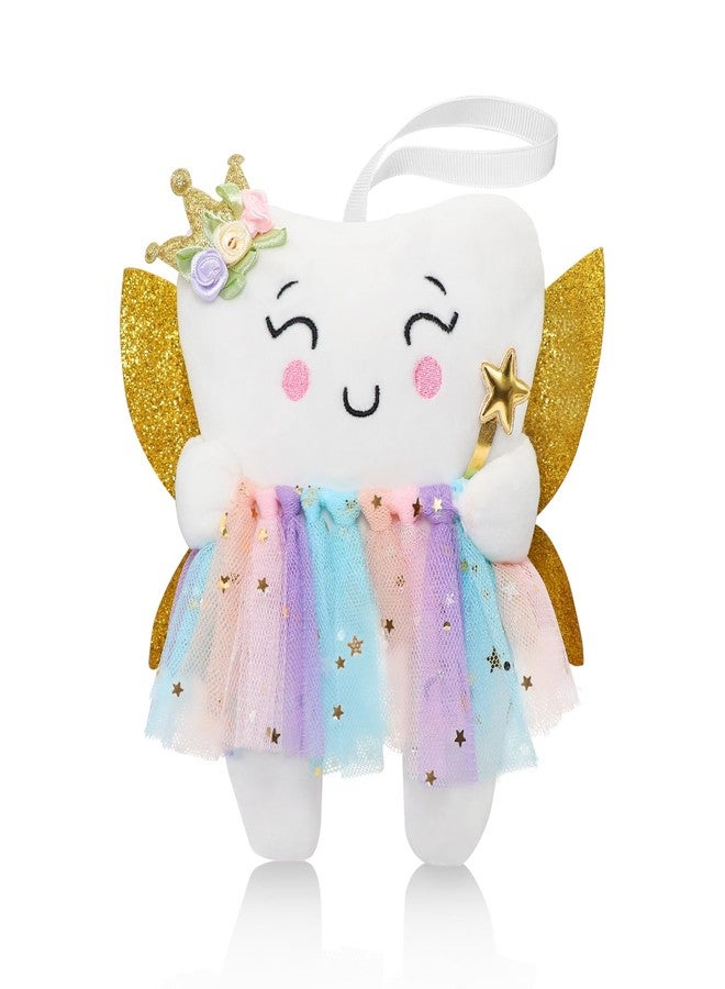 Thootyriaf Tooth Fairy Pillow with Shiny Wings Embroidered Tooth Fairy Doll with Pocket Crystal Velvet Tooth Fairy Souvenir Boy Girl Gift (White) (Second Edition) - Image 1