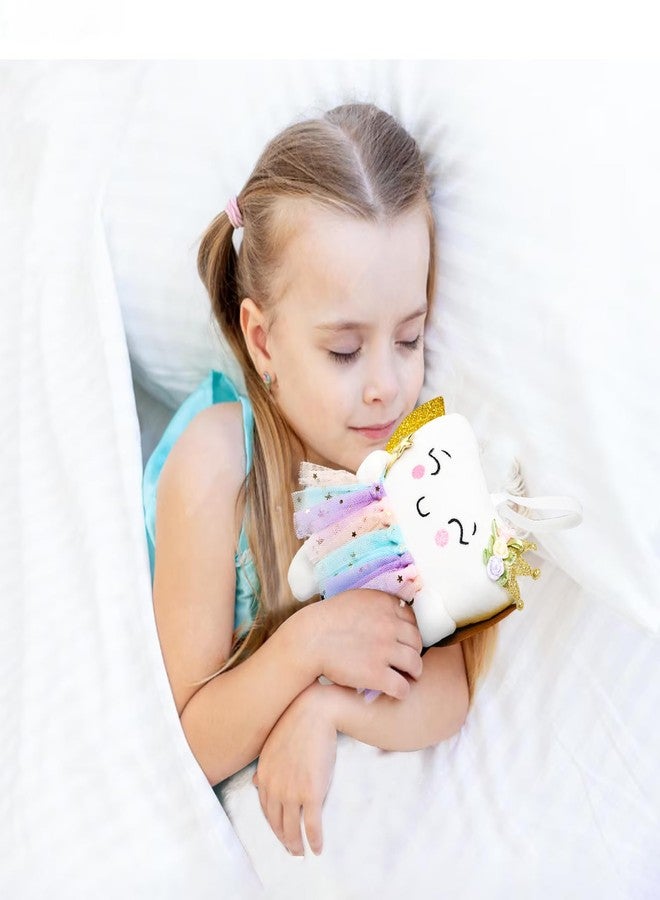Thootyriaf Tooth Fairy Pillow with Shiny Wings Embroidered Tooth Fairy Doll with Pocket Crystal Velvet Tooth Fairy Souvenir Boy Girl Gift (White) (Second Edition) - Image 5
