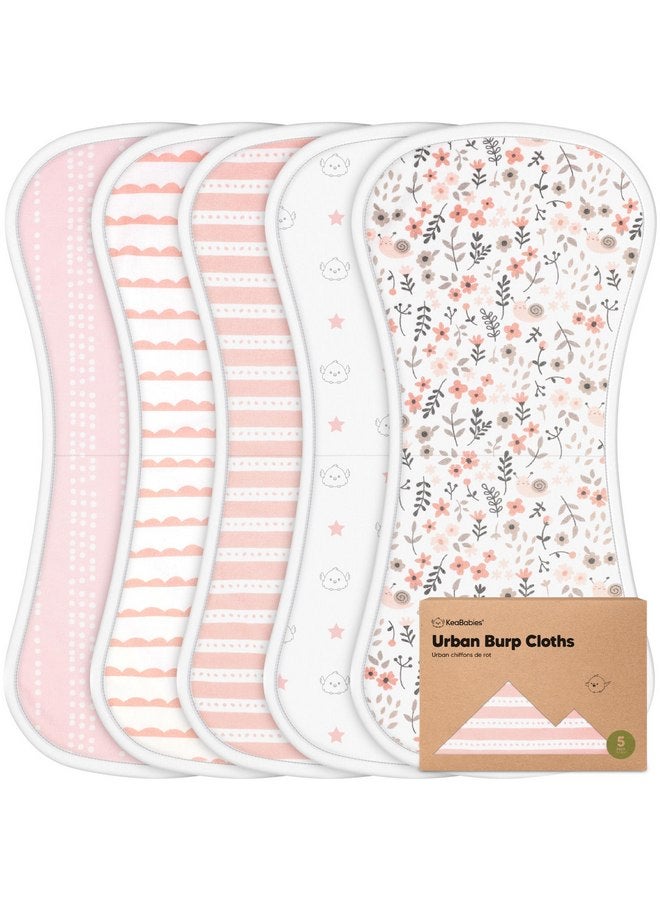 KeaBabies Organic Burp Cloths for Baby Boys and Girls - 5-Pack Super Absorbent Burping Cloth, Burp Clothes, Soft & Plush, Newborn Milk Spit Up Rags, Burpy Cloth Bib for Unisex, Burping Rags (Sweet Charm)  - Image 1