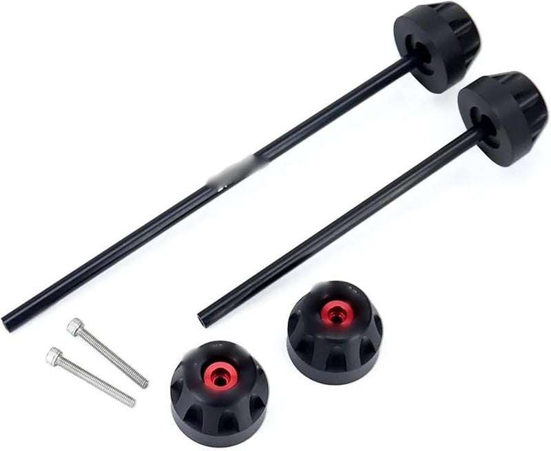 Yamaha MT07 Tracer 7 700 GT Motorcycle Front Rear Wheel Axle Crash Protectors Red - Image 4