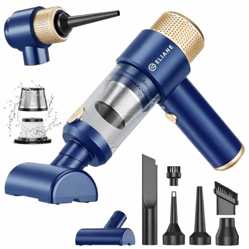 Eliane Handheld Car Vacuum Cleaner 16000PA, Cordless Portable 2-in-1 Air Duster and Vacuum with LED Light- 120W High Power Mini Vacuum, Multi-Nozzle Cleaner for Car, Home, Pet Hair & Office (Blue) - Image 1