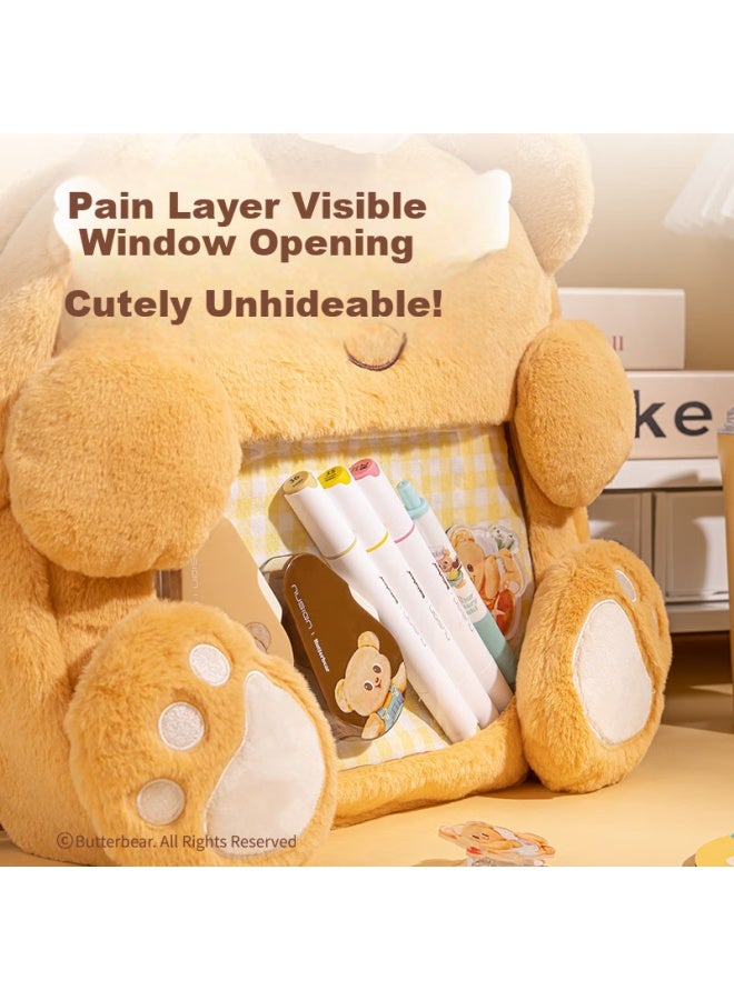 Deli Butter Bear Children's Backpack School Bag For Elementary Students, Plush Layered Travel Storage Backpack, Children's Day Gift - Image 2