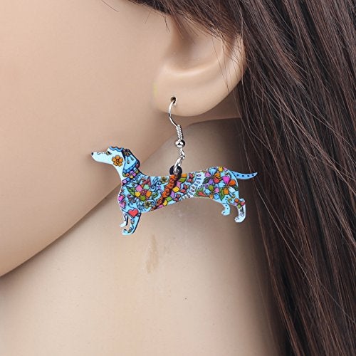 Bonsny Drop Dachshund Dog Earrings Funny Design Six Color Lovely Gift For Women Jewelry (Blue) - Image 4