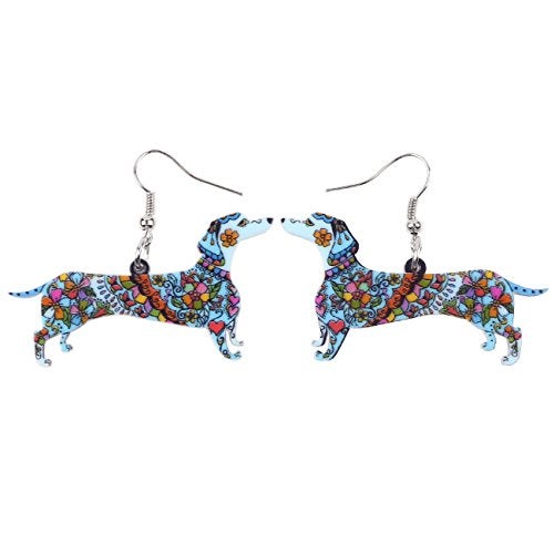 Bonsny Drop Dachshund Dog Earrings Funny Design Six Color Lovely Gift For Women Jewelry (Blue) - Image 1