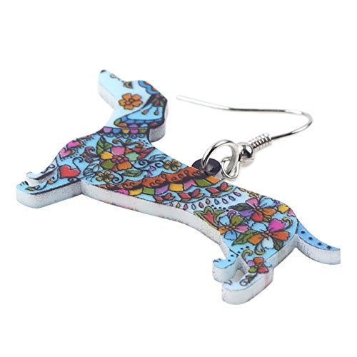Bonsny Drop Dachshund Dog Earrings Funny Design Six Color Lovely Gift For Women Jewelry (Blue) - Image 3
