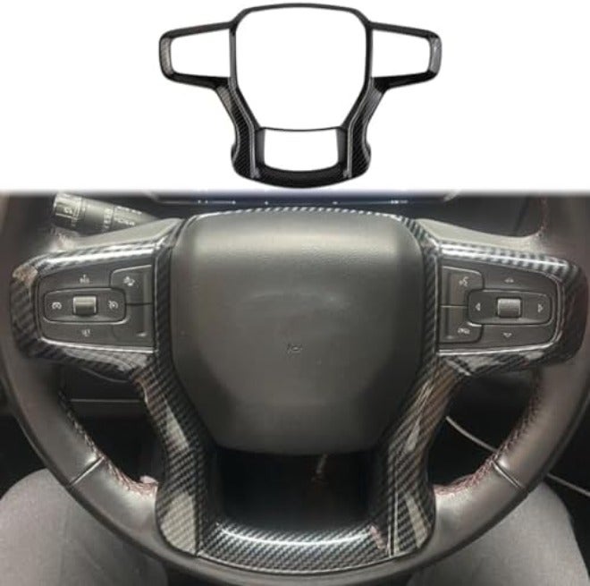 Fewshaw Carbon Fiber Steering Wheel Cover Molding Trims Accessoriess for 2019-2025 Chevy Silverado Blazer 2021-2024 Tahoe Suburban (Side  Trim) - Image 2