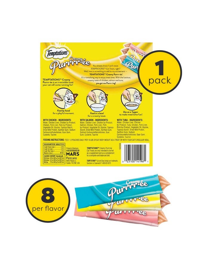 Temptations Creamy Puree With Chicken, Salmon, And Tuna Variety Pack Of Lickable, Squeezable Cat Treats, 0.425 Oz Pouches, 24 Count - Image 2