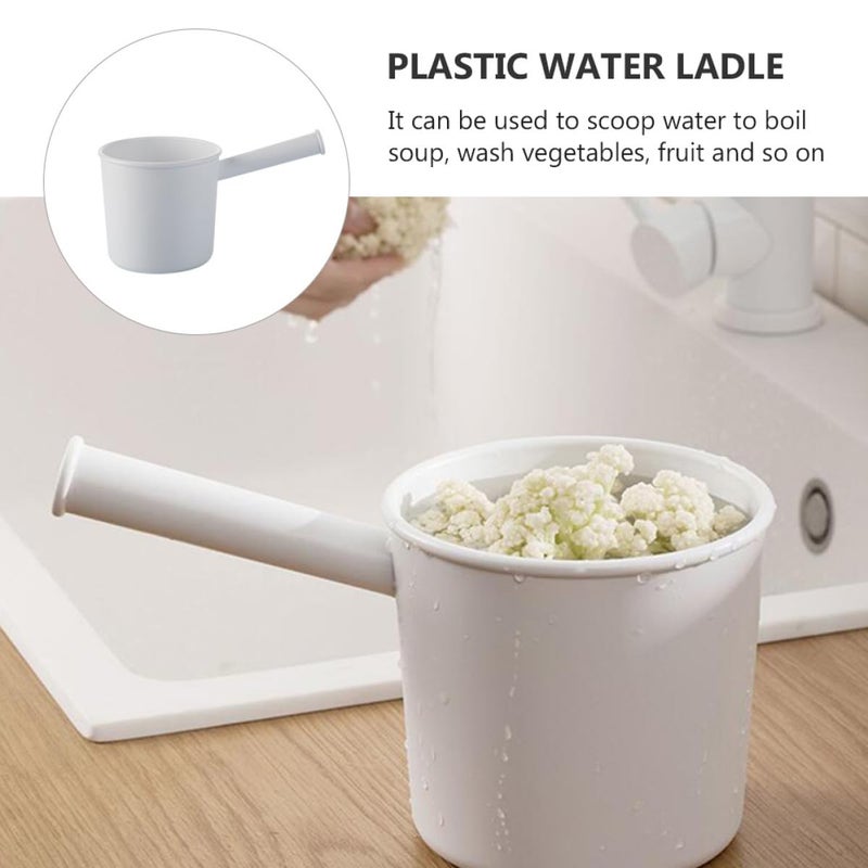 White Plastic Long Handle Water Ladle Kitchen Scoop for Cooking and Bath - Image 4