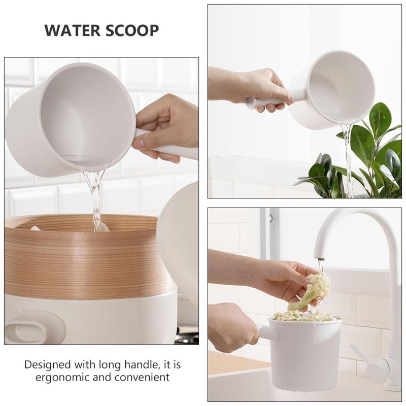 White Plastic Long Handle Water Ladle Kitchen Scoop for Cooking and Bath - Image 5