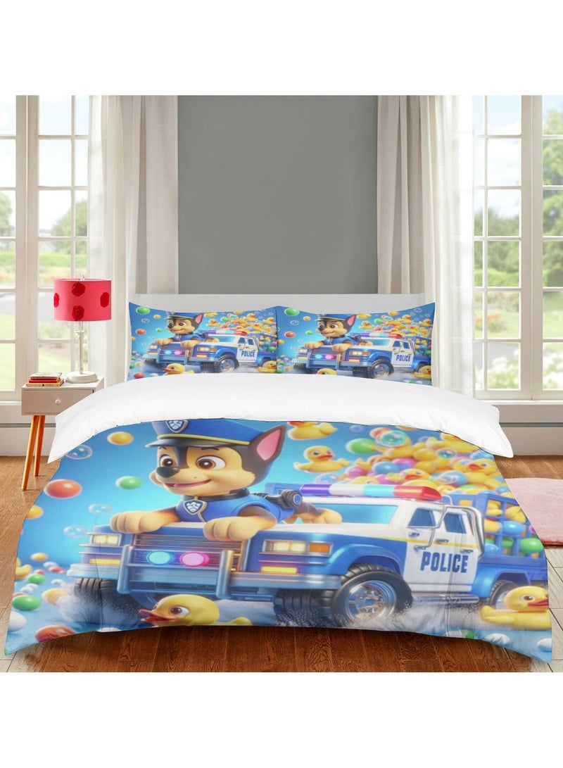 PAW PATROL Bedding Soft Microfiber Polyester Bed Sheet 3 Piece Set Includes duvet cover and two pillowcases (duvet cover size 150cmX200cm) - Image 1