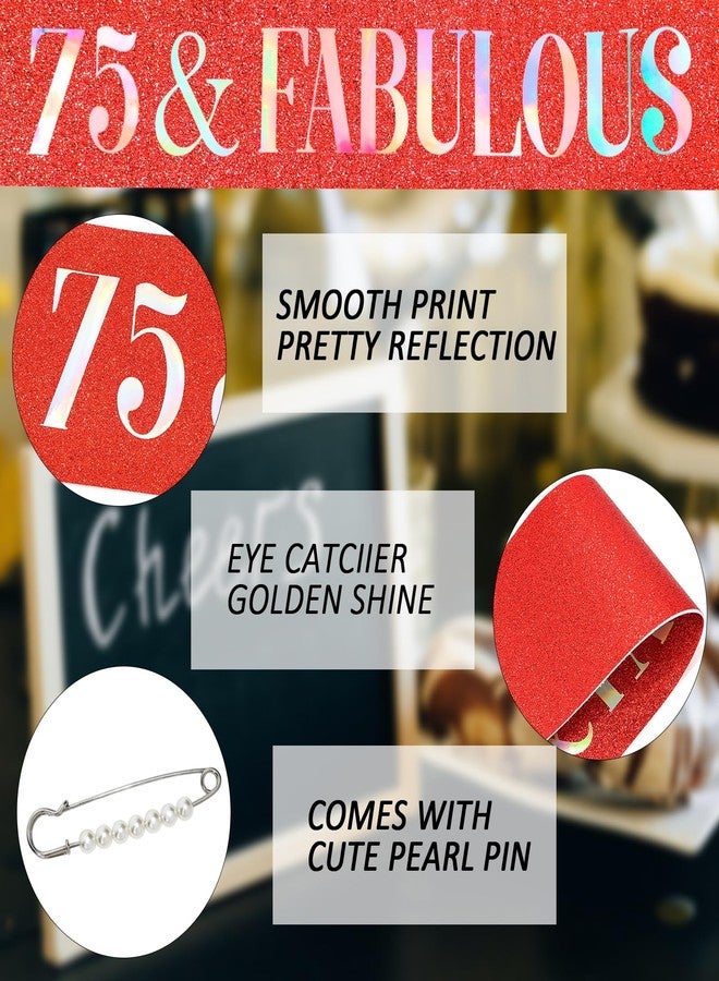 Hapdoo 75th Birthday Decorations for Women, 75th Birthday Gits for Her Party Decorations Set- Crown Tiara and Sash with 75 & Fabulous, Red - Image 5