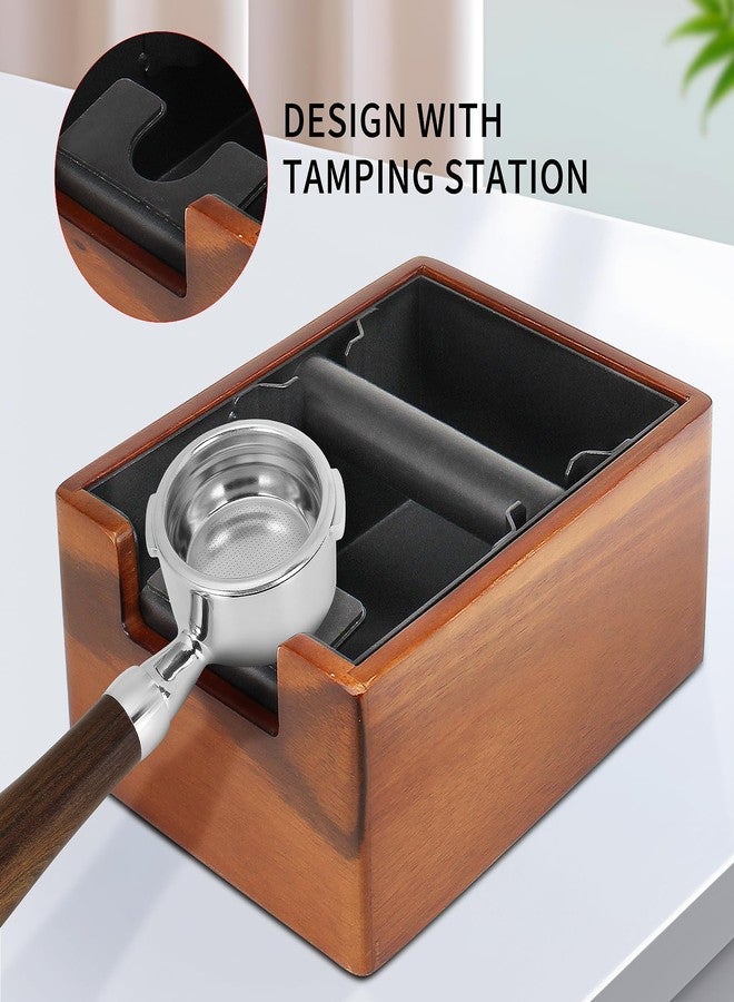 DIBTSA Espresso Knock Box with Tamping Station,Coffee Grounds Pucks Knock Box and portafilter tamper stand,with Removable Rubber Knock Bar and Non-Slip Base - Image 4