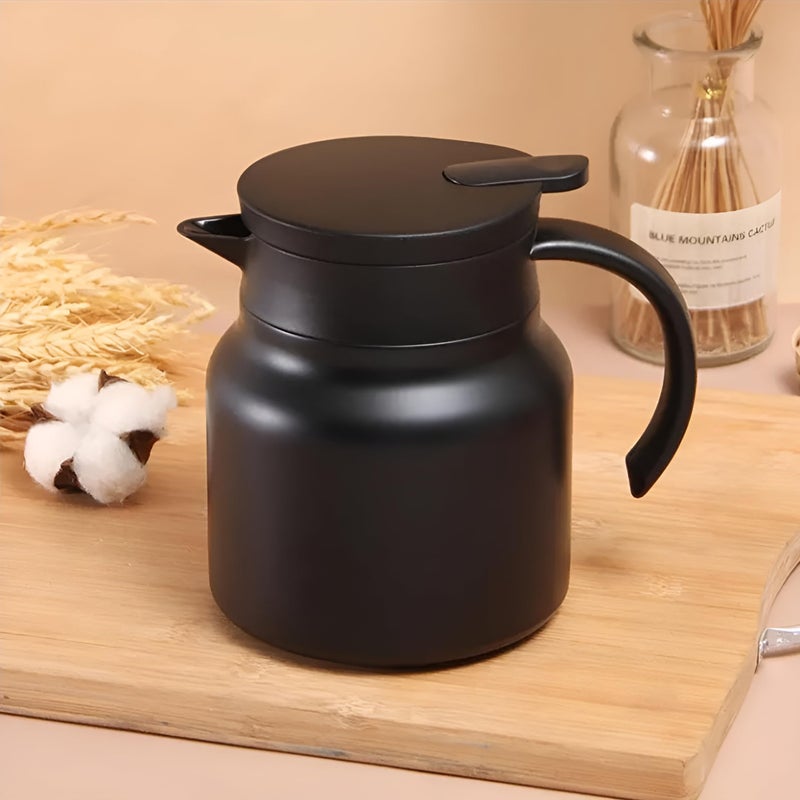 VENDLY غلاية VENDLY مع مصفاة فولاذية سعة 1000 مل | إبريق حراري مع مقبض | خالي من BPA، يحافظ على المشروبات ساخنة وباردة للاستخدام المنزلي والمكتبي والسفر والمقاهي باللون الأسود - Image 1