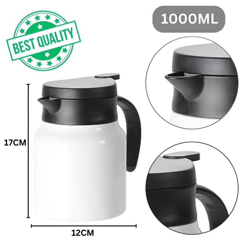 VENDLY غلاية VENDLY مع مصفاة فولاذية سعة 1000 مل | إبريق حراري مع مقبض | خالي من BPA، يحافظ على المشروبات ساخنة وباردة للاستخدام المنزلي والمكتبي والسفر والمقاهي باللون الأسود - Image 3