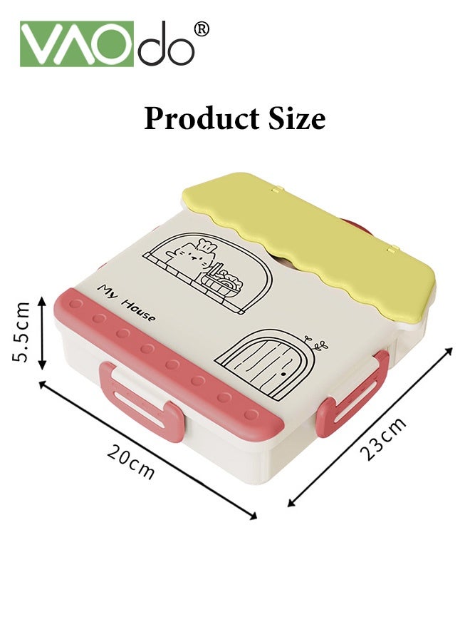 فاو دو علبة غداء للأطفال بمقبض، علبة طعام مع مقبض، حاوية طعام مع 4 حجرات وعلبة صلصة واحدة، خالية من مادة BPA، آمنة للتسخين في الميكروويف والمجمد صندوق بينتو أزرق 20*23*5.5 سم - Image 3