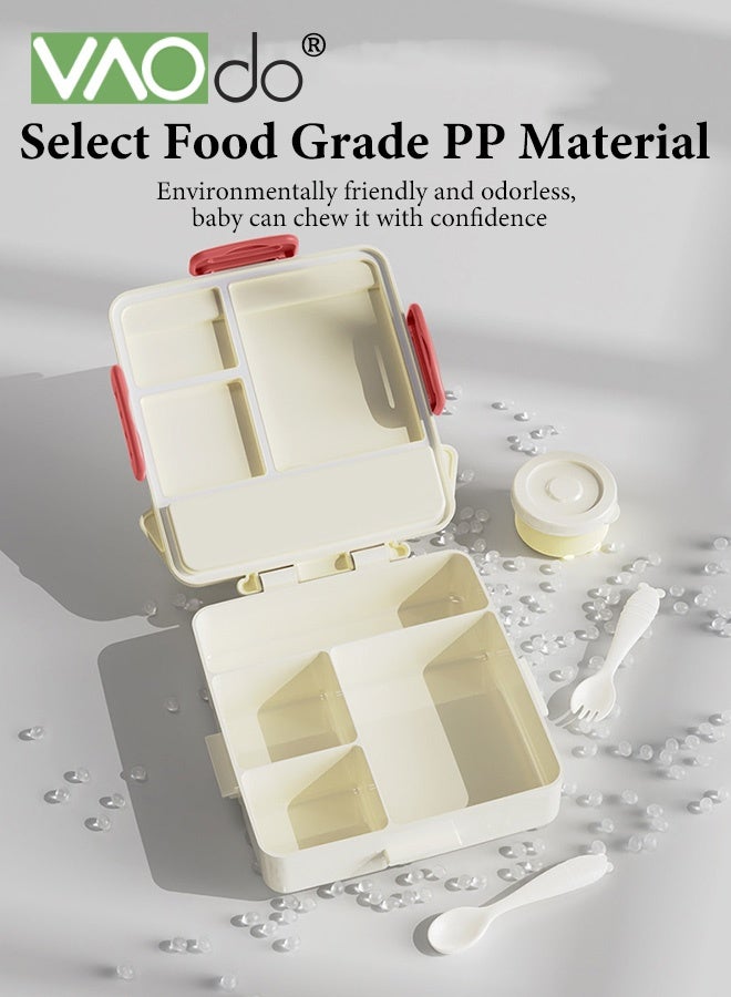 فاو دو علبة غداء للأطفال بمقبض، علبة طعام مع مقبض، حاوية طعام مع 4 حجرات وعلبة صلصة واحدة، خالية من مادة BPA، آمنة للتسخين في الميكروويف والمجمد صندوق بينتو أزرق 20*23*5.5 سم - Image 5