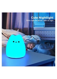 NNEWVANTE LED Cat Night Light, Battery Powered Silicone Cute Cat Nursery Lights with Warm White and 7-Color Breathing Modes for Kids Baby Children (Mini Celebrity Cat)  - Image 4