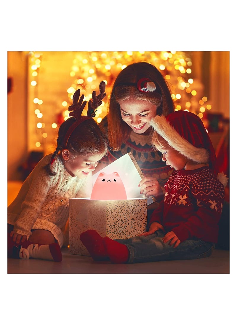 NNEWVANTE LED Cat Night Light, Battery Powered Silicone Cute Cat Nursery Lights with Warm White and 7-Color Breathing Modes for Kids Baby Children (Mini Celebrity Cat)  - Image 2