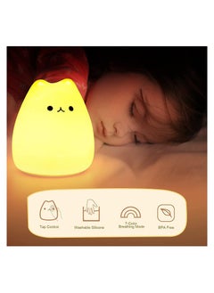 NNEWVANTE LED Cat Night Light, Battery Powered Silicone Cute Cat Nursery Lights with Warm White and 7-Color Breathing Modes for Kids Baby Children (Mini Celebrity Cat)  - Image 3