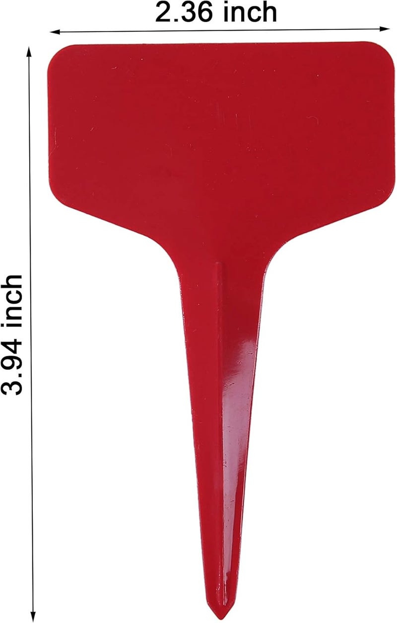 Mihey 100 Pcs T-Type Plant Labels with a Gel Pen, Waterproof Nursery Plant Tags Plastic Garden Markers, Red, 6 x 10cm - Image 2