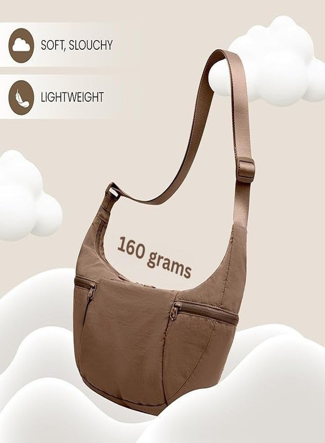 Prplet Sling Bag for Woman and Men - Stylish Nylon Crossbody Shoulder Bag with Adjustable Strap for Travel, Work & Shopping (Brown) - Image 3