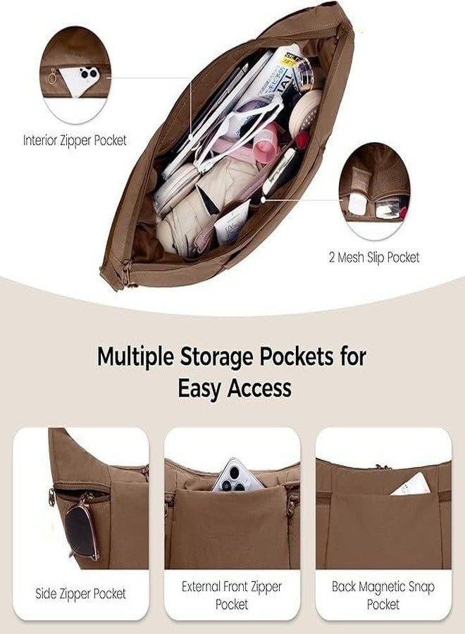 Prplet Sling Bag for Woman and Men - Stylish Nylon Crossbody Shoulder Bag with Adjustable Strap for Travel, Work & Shopping (Brown) - Image 4