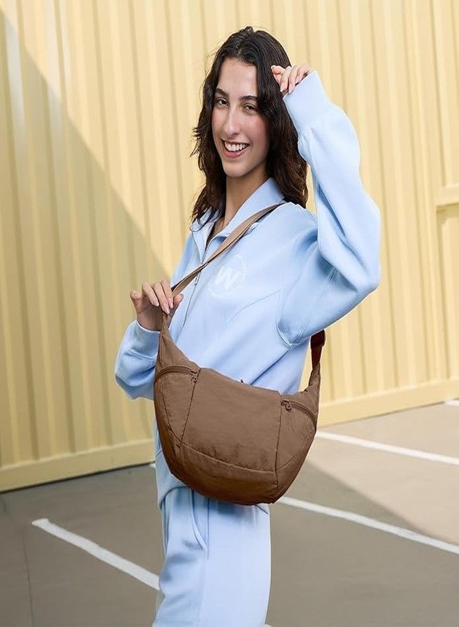 Prplet Sling Bag for Woman and Men - Stylish Nylon Crossbody Shoulder Bag with Adjustable Strap for Travel, Work & Shopping (Brown) - Image 2