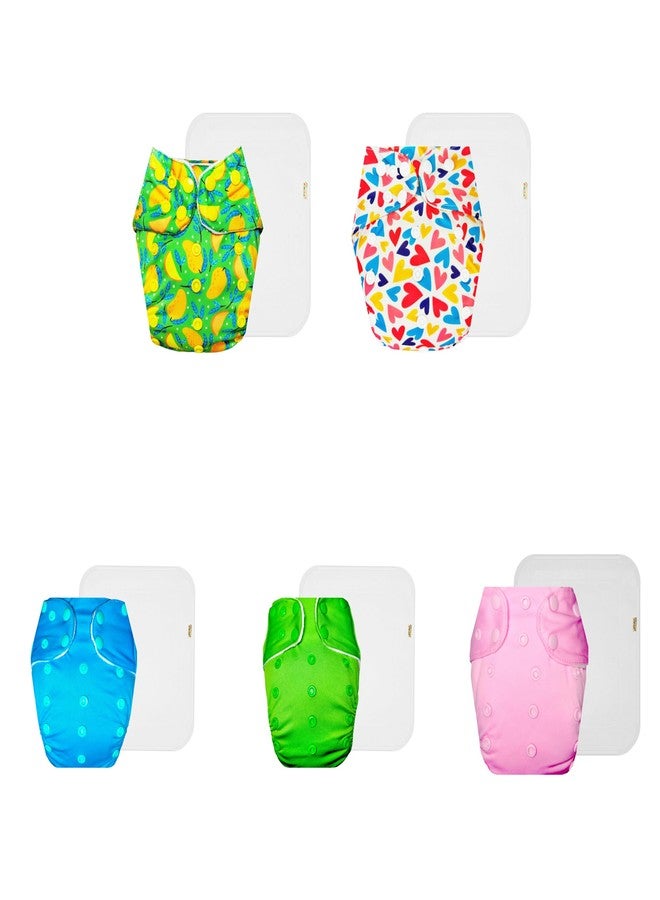 Dumbledo Premium Cloth Diaper with Cotton Insert (Pack of 5) | Hypoallergenic | Reusable & Washable | Travel Friendly | Ideal for Toddlers | 3 Months - 3 Years | Unisex Baby - Image 1