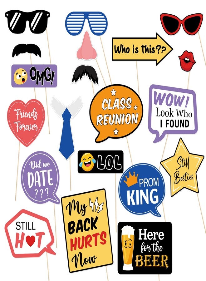 FOZEE Class Reunion Photo Booth Props - High School Reunion Party Decorations - School Welcome Back Party Decor - 20Pcs - Image 1