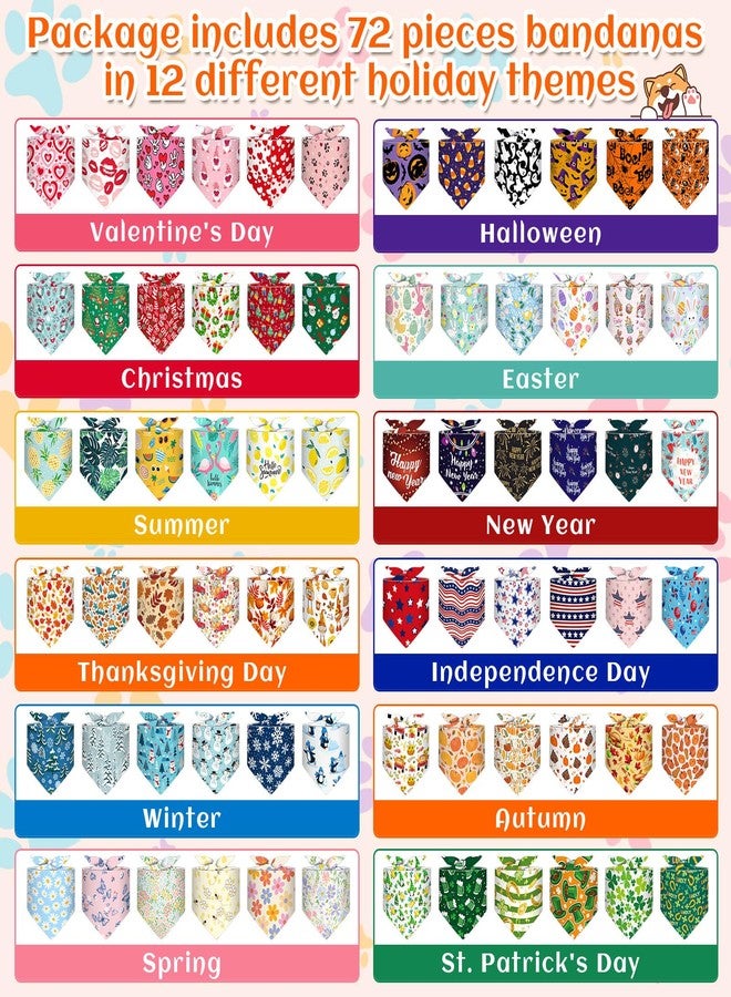 Reginary 72 Packs Holiday Dogs Bandanas Bulk Patriotic Halloween Thanksgiving Christmas New Year Birthday Summer Scarf Bibs Easter St. Patrick's Day Pets Bibs Adjustable Dog Bandana for Pet Costume - Image 3