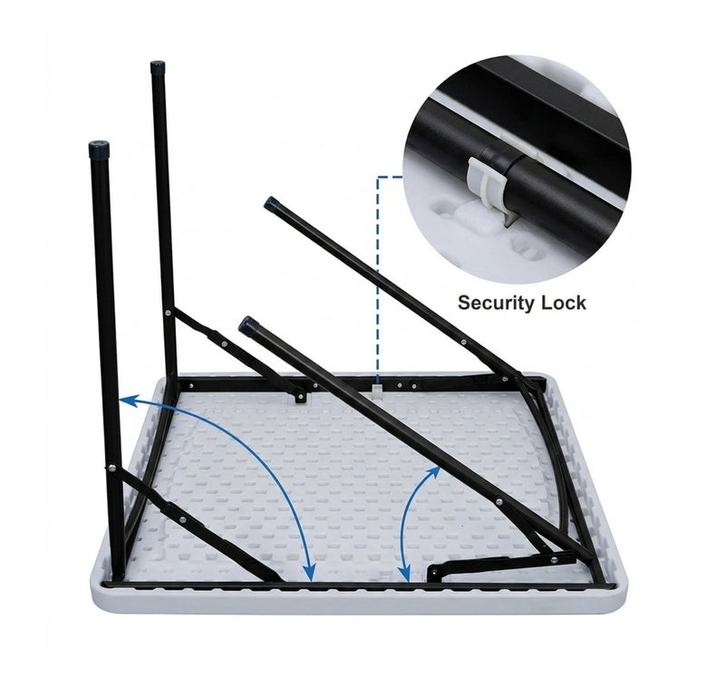 صن بوت كوميرس طاولة مربعة قابلة للطي (88×88 سم) - مصنوعة من البولي إيثيلين عالي الكثافة المتين - طاولة محمولة للاستخدام الداخلي والخارجي، مثالية للنزهات وتناول الطعام والمناسبات - Image 3