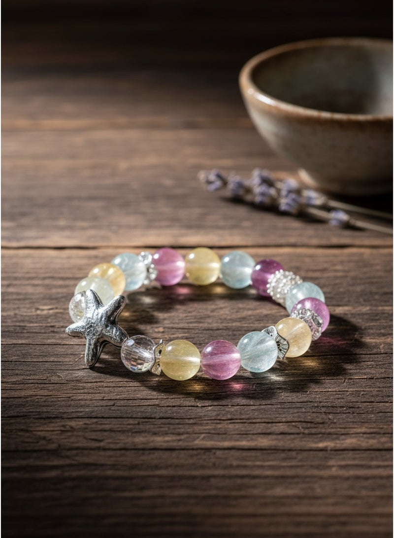 تشوميل سوار فاخر مُصمم حسب الطلب، مُستوحى من المحيط، مُرصّع بنجمة بحر | مرصع بكريستالات فاخرة بألوان الباستيل | مجوهرات نسائية فاخرة، مثالية للارتداء اليومي الأنيق والهدايا الراقية - Image 2