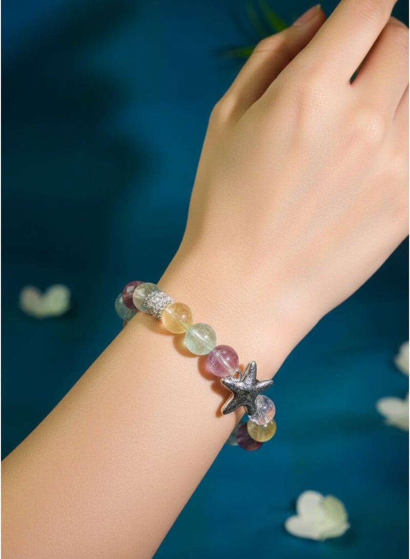 تشوميل سوار فاخر مُصمم حسب الطلب، مُستوحى من المحيط، مُرصّع بنجمة بحر | مرصع بكريستالات فاخرة بألوان الباستيل | مجوهرات نسائية فاخرة، مثالية للارتداء اليومي الأنيق والهدايا الراقية - Image 4