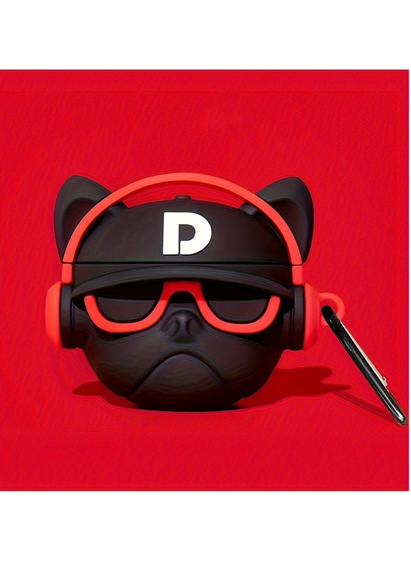 Adorable Red Bulldog Silicone Case for AirPods Pro 2 – Shockproof Protective Cover, Cute Gift for Him/Her - Image 1
