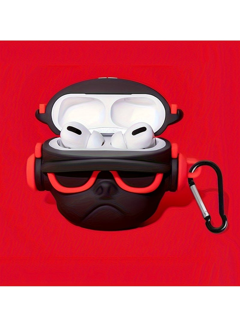 Adorable Red Bulldog Silicone Case for AirPods Pro 2 – Shockproof Protective Cover, Cute Gift for Him/Her - Image 2