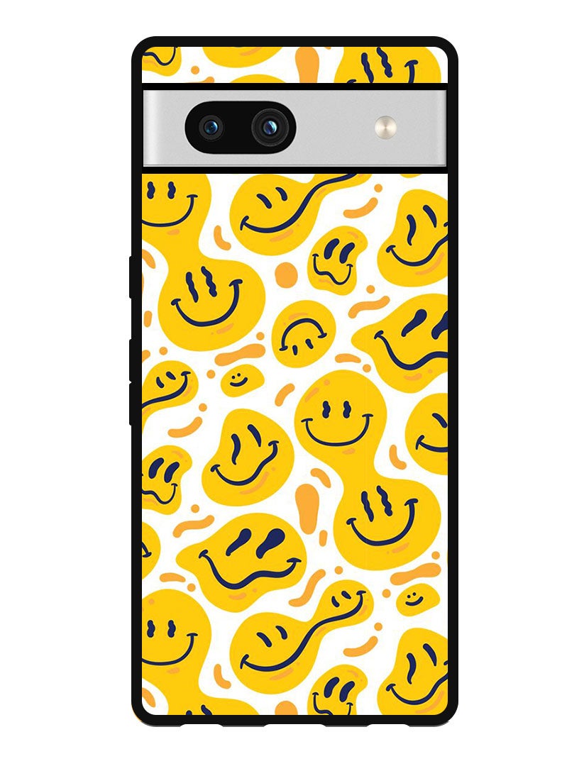 Theodor Protective Case Anti Scratch Shock Proof Bumper Cover For Google Pixel 7a Smileys Yellow - Image 1