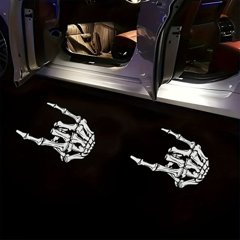 4Pcs Car Door Welcome LED Shadow Lights Skull Finger Pattern Decoration - Image 5
