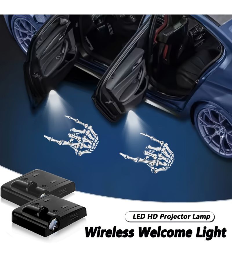 4Pcs Car Door Welcome LED Shadow Lights Skull Finger Pattern Decoration - Image 3