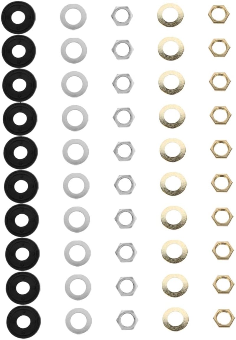 SHINEOFI 20sets Clock Repair Accessories Quartz Clock Replacement Parts with Nuts Washers and Rubber Rings for DIY Assembly and Maintenance Gold Silver - Image 1